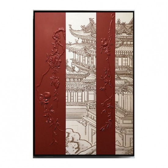 Handmade Leather painting Carving Flower Canvas Micro Spray Club Hotel Mock Up Room Hangs A Picture