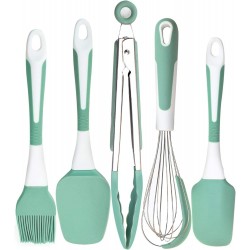 Silicone Kitchen Cooking Utensils Set 5 Pcs Heat Resistant Spatula Cooking Mixing Utensils Nonstick Cookware Dishwasher