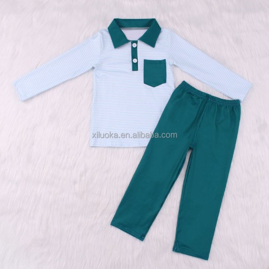 Happy Luoka OEM Hot Sale Polo Shirts Matching Pants Long Sleeve Boy Boutique Clothing Set