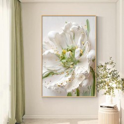 Large Simple Fresh Flower Mural for Living Room Cream Style Printed Oil on Canvas for Sofa Wall Entrance Background Easy to Hang