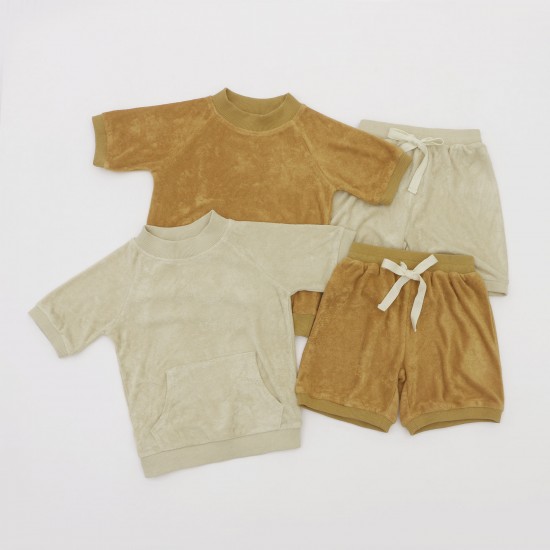 2022 new popular children's suit terry cloth baby boy sets shorts short sleeve baby clothes