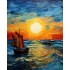 Abstract Sea Sunset Scenery Paint By Numbers Kits 16x20 Inch Canvas DIY Oil Painting For Kids