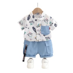 Wholesale kids boy clothes set hot sale fashion 2 piece set for baby boys comfortable cotton summer boys clothing set