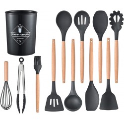 Kitchenware12 Piece Wooden Kitchen Cooking Utensil Set Silicone