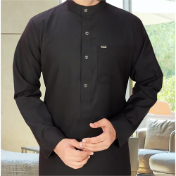 Men's V-Neck Long Sleeves Linen Kaftan Thobe Plus Size Arabic Prayer Eid Clothes Night Gown Shirt Loungewear for Eid & Prayer