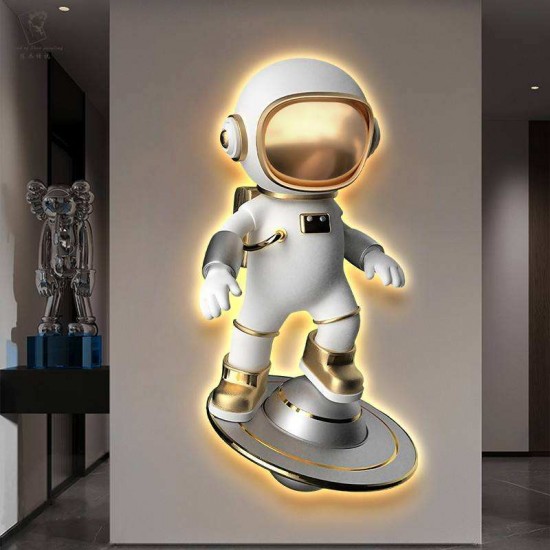 Modern space astronaut LED light painting Children's room Home decorative wall Art living Room 3D background with LED lights