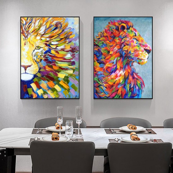 Wholesale custom hand painted abstract oil painting on canvas gold lion oil painting wall frames home decoration living room