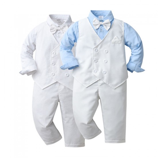 Gentleman's Formal Suit Spring Autumn Formal Suits Casual Style Child Cloth Kids Baby Boy 3 Piece Clothing Set