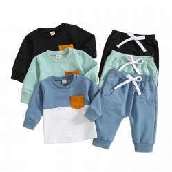 Spring Autumn Boys' Set Long Sleeved Children's Top Pants 2-piece Cotton Baby Clothing Sets