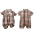 Baby Boys Clothes Short Sleeve Summer Brown Casual Fashion Check Pattern Hot Sale Wholesale