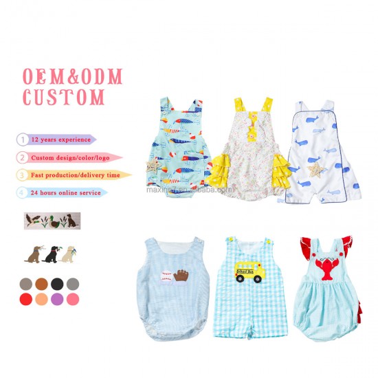 Summer Toddler Boys Clothes One-piece Jumpsuits Custom Print Baby Rompers