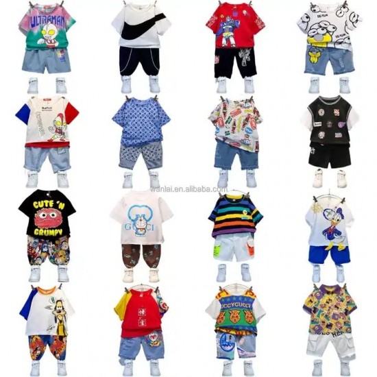 Children's short sleeve suit 2024 summer cotton boy's T-shirt girl's shorts baby Korean version of baby clothes children's cloth