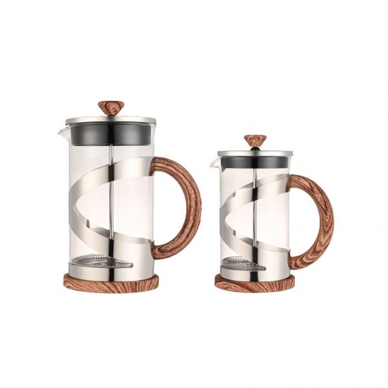 Wholesale modern wooden handle Glass French Press borosilicate portable coffee FRENCH press and glass tea maker