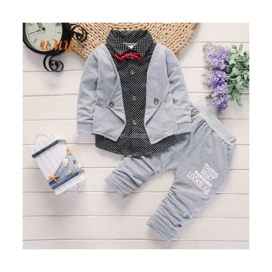 Hot Selling Spring Baby Boy Clothing Set 2pcs Gentlemen Suit Baby Boy Clothing Set