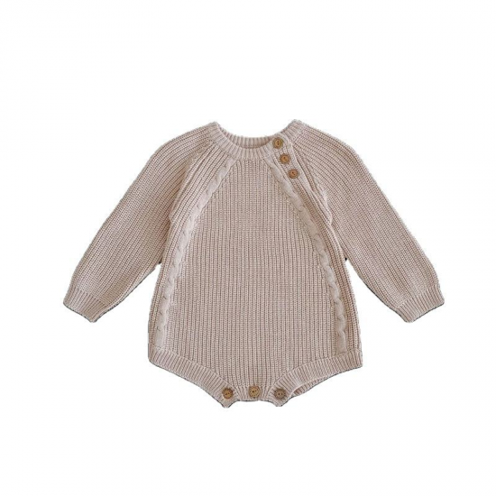 Boutique Winter Baby Boy Girl Clothes Solid Long Sleeve Knit Newborn Jumpsuit Kids Knitted 100% Cotton Romper Infant Sweaters