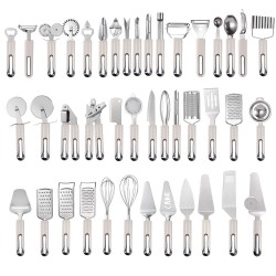 44pcs Full Set Kitchen Utensils Set Stainless Steel Kitchen Gadgets Set For Meet Egg Fruit Vegetable And Seafood cooking Tools