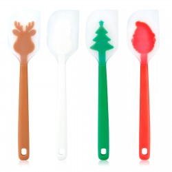 4 Pieces Wholesale Christmas Spatula Long Silicone Cream Spatula for Dough Baking and Cooking