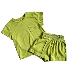 Baby toddler clothing set summer short-sleeved girls T-shirt shorts set solid color fashion new baby cloth set