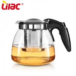 Lilac BSCI SGS LFGB 1500ml Glass Tea Pot Gorgeous Semi-automatic Rotary French Heat Resistant Glass Teapot