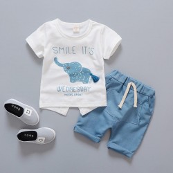 Children's Set Boys' Short Sleeve Cartoon Print T-shirt Summer Baby Casual Fashion Baby Cloth Set Kid Clothing