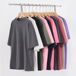 Wholesale Unisex Vintage Tees 350g Garment Wash Cotton Tshirt Short Sleeve Oversized Men's Casual Shirt