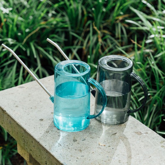 Stainless Steel Long Mouth Watering Pot Plastic Horticulture Gooseneck Kettle Blue Transparent 1.5L Garden Watering Cans