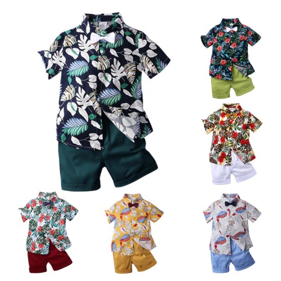 Customizable Kids' Casual Summer Polo Collar Cotton Pajamas Set in True Size for Children's Wholesale Clothing