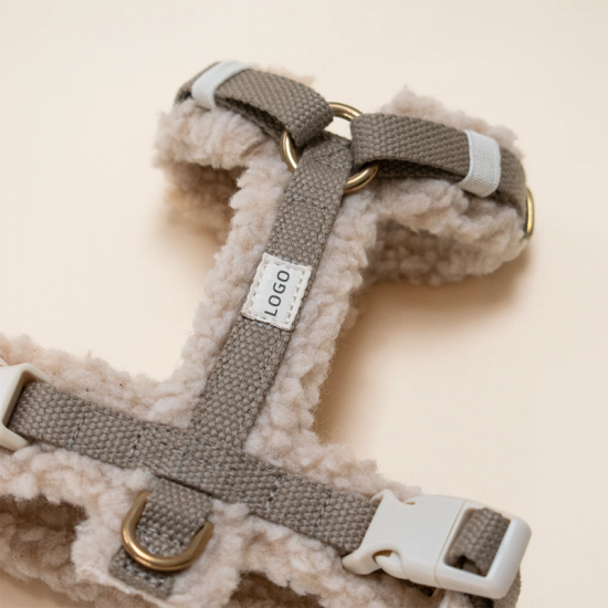 Wholesale Fashionable Customized Design Soft Sherpa Adjustable Luxury Teddy Velvet Personalized Dog Harness