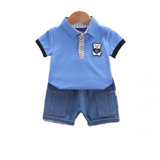 2023 Children'S Wear Summer Boys Gentleman Handsome Cheap Soft Polyester Cotton Clothing Casual 2 Piece Sets