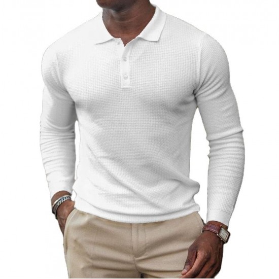 Custom High Quality cotton Muscle Polo Tee Stretch Long Sleeve Workout Tee Casual Men Slim Fit Polo Shirt