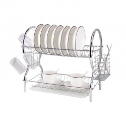 Chrome Plating 22 Inches Metal Wire Mug Stand Kitchen Utensils Folding Dish Drainer