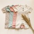 Neutral Breathable Short Sleeves Child Playsuits Boy Girl Waffle T-Shirt Rompers Summer Newborn Baby Sleeping Pajamas