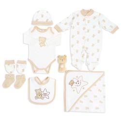 Newborn 8-Piece Clothing Set with Toy, 100% Cotton Outfits by Sunnozy Newborn 0-6M clothing Multi-color baby clothing set