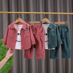 Boy Clothing Sets Spring And Autumn Boy Long Sleeve cordoury Tops + Pants 2pcs Children Clothes set