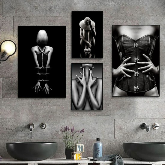 Home Room Decor HD Prints Sexy Woman Black White Picture Aesthetic Wall Art Mural Hanging Cuadros Painting