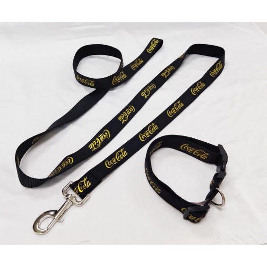 Custom Logo Printing Nylon Durable Pet Dog Leash And Collar Set With Strong Metal Hook