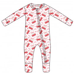 New Trend bamboo fiber bow fruit pattern long sleeve pajamas baby rompers for summer