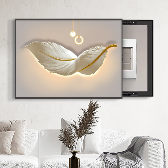 Feather home decor Meter box wall art drawing canvas posters wall hangings distribution box wall paintings