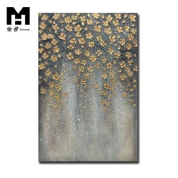 pure Hand drawn Decor Texture color Wall Abstract Golden Flowers Picture Modern Artwork custom handmade oil painting art