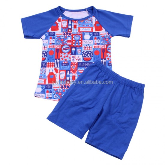 Wholesale Boutique Kids boys Clothing Sets Summer Casual Kids Suits boys Custom Print Toddler Summer Sets