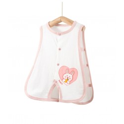 Summer Newborn Male & Female Baby Vest Thin Cotton Half-Back Legs Belly Protection Vintage Style Cartoon Pattern Pocket Included