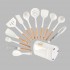 Wholesale Kitchen Accessories Non Stick Cooking Tools 13 Piece Silicone Kitchen Utensils Set White Wood Handle