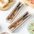 Eco-Friendly Reusable Wood Knife Spoon Fork Chopsticks Japanese Styles Anti-scald Stirring Travel Camping Portable Cutlery Set