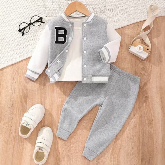 Stock Fashion 6 9 12 18 24 Months Infant Track Suit Sport Children's Wear Boys Kids Clothing Wholesale Baby Boy Clothes for Kids