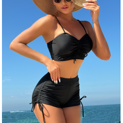 Hot Sales STOCK 3Colors Lace Up Boy Short Swimwear Bathing Suits Sexy Women Two Pieces Swimsuit