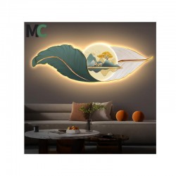 2024 Year Hot Selling Creative Feather Crystal painting Led Wall Art Living Room Background Wall home decor paintings