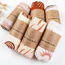 New Fashion Customizable Cute Printed 4 Layer Soft 70% Bamboo 30% Organic Cotton Fabric Muslin Infant Baby Swaddle Wrap Blanket