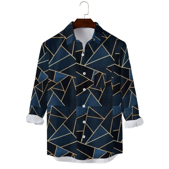 2024 new slim fit men's long sleeve printed shirt