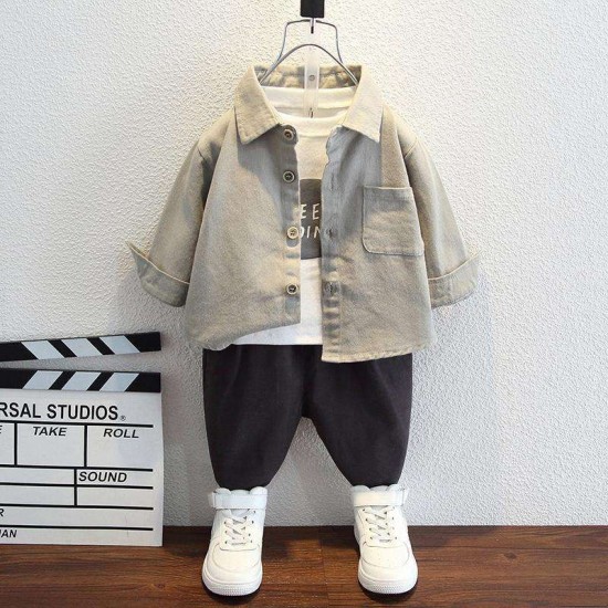 Children's Clothing Boys clothing sets Boys' shirt+T-shirt and pants three piece set