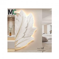 High-end feather living room mural wall art LED light painting paintings and wall arts wall art home decor